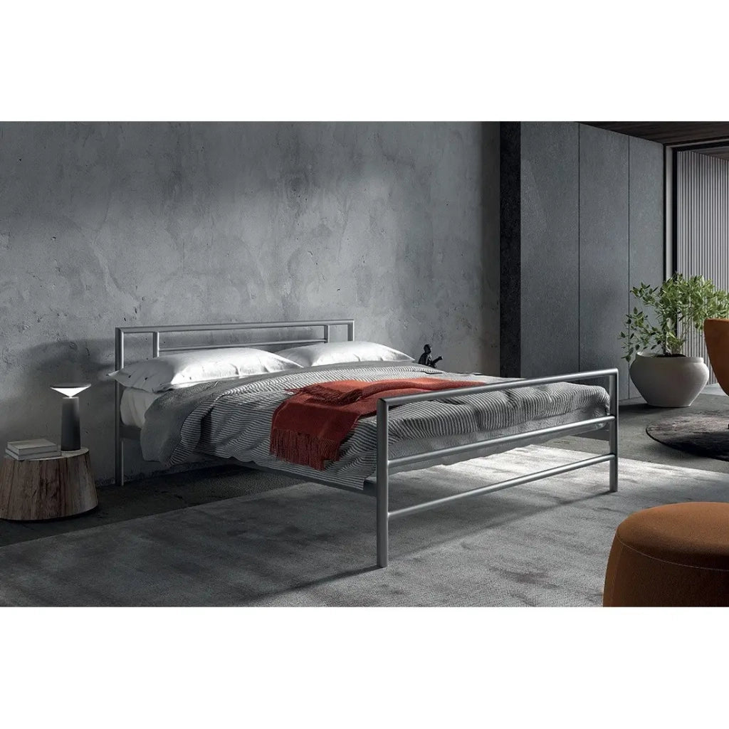Letto ECHO – Letto matrimoniale in metallo 160x200 cm grigio lucido con rete inclusa