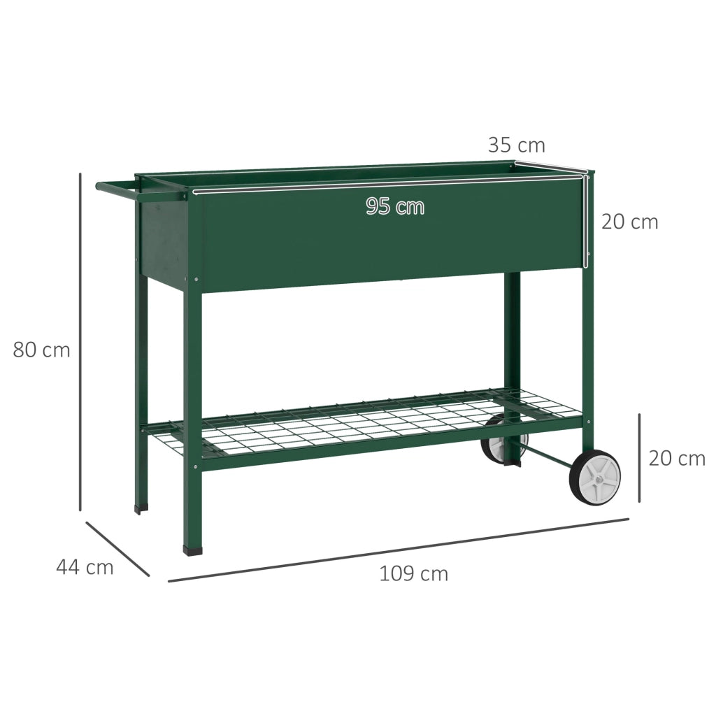 Fioriera con Ruote e Vassoio ¨C zephmum ¨C Verde 109x44x80 cm