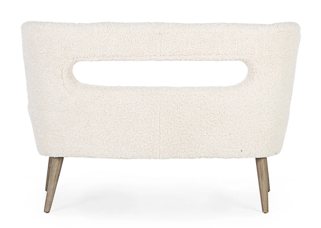 Divano 2 Posti 115x68x78 cm in Legno e Poliestere Effetto Lana Cortina