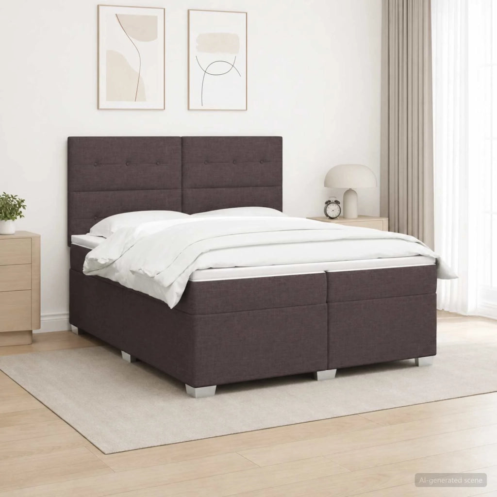 Letto box spring con materasso Marrone Scuro 200 x 200 cm 3454953