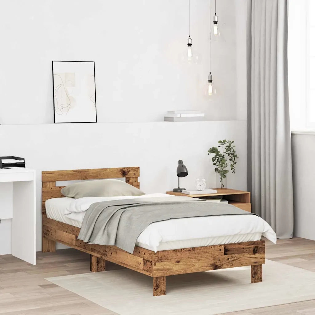 Struttura del letto con testiera-Giroletto Legno vecchio 193 x 95 x 88 cm