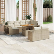 Set Divani da Giardino 11 pz con Cuscini Beige in Polyrattan