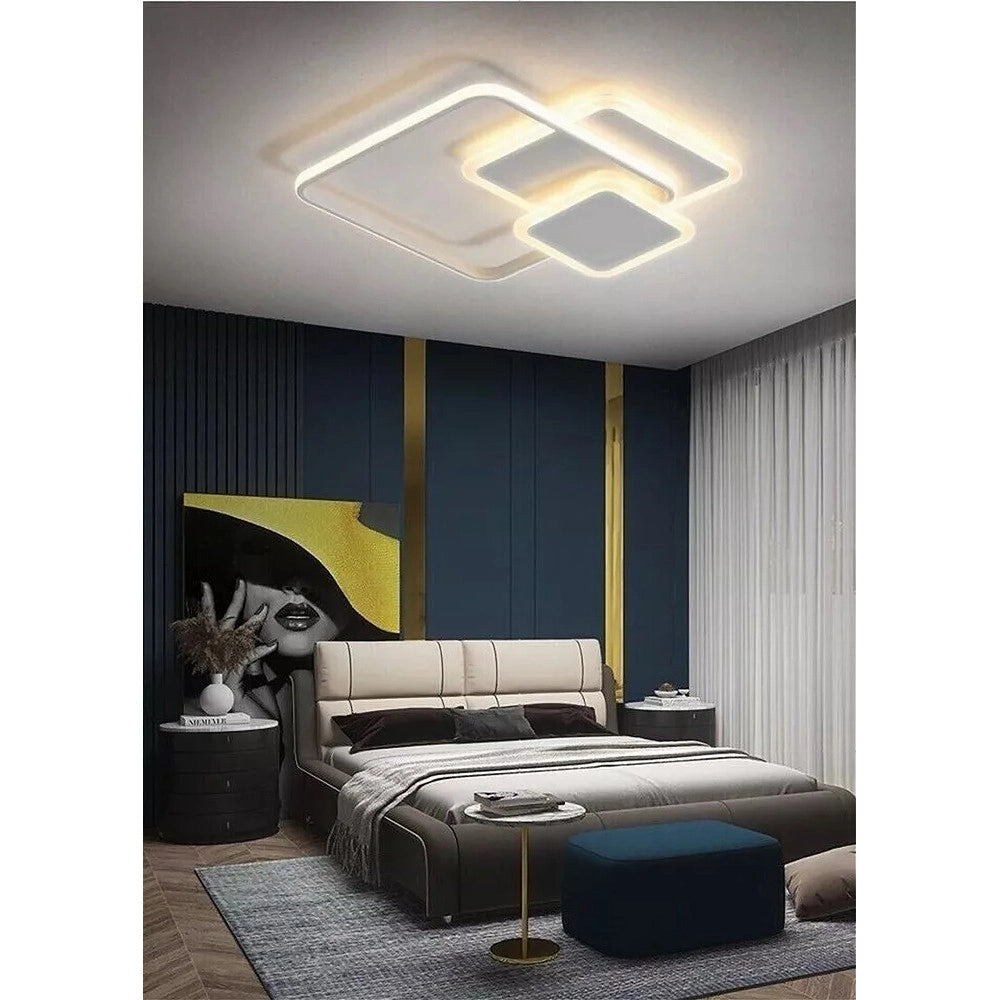 Trade Shop - Plafoniera Luce Naturale Led Quadrata 50w Lampadario Soffitto Bianco Moderno 50057 -