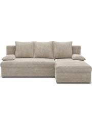 Divano ad angolo Beige chiaro 3 posti con contenitore per biancheria 206x90x146cm GINA