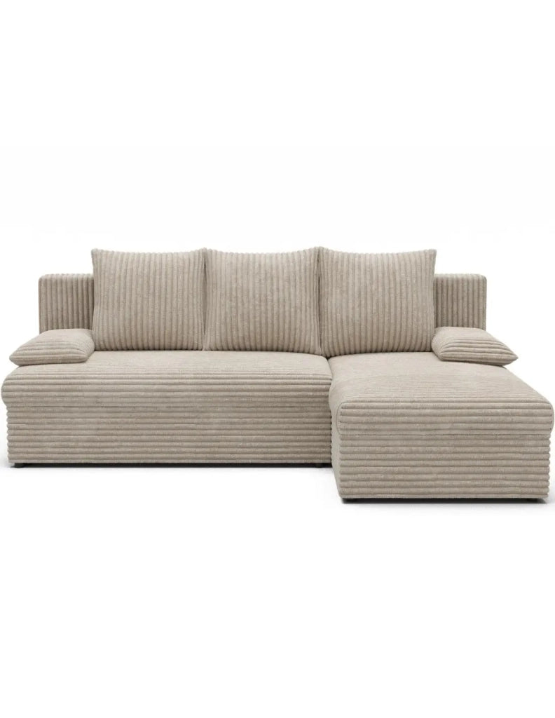 Divano ad angolo Beige chiaro 3 posti con contenitore per biancheria 206x90x146cm GINA
