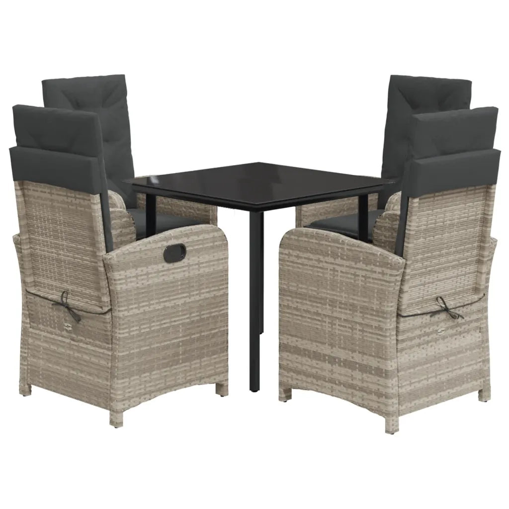 Set Pranzo da Giardino 5pz con Cuscini Grigio Chiaro Polyrattancod mxl 91836