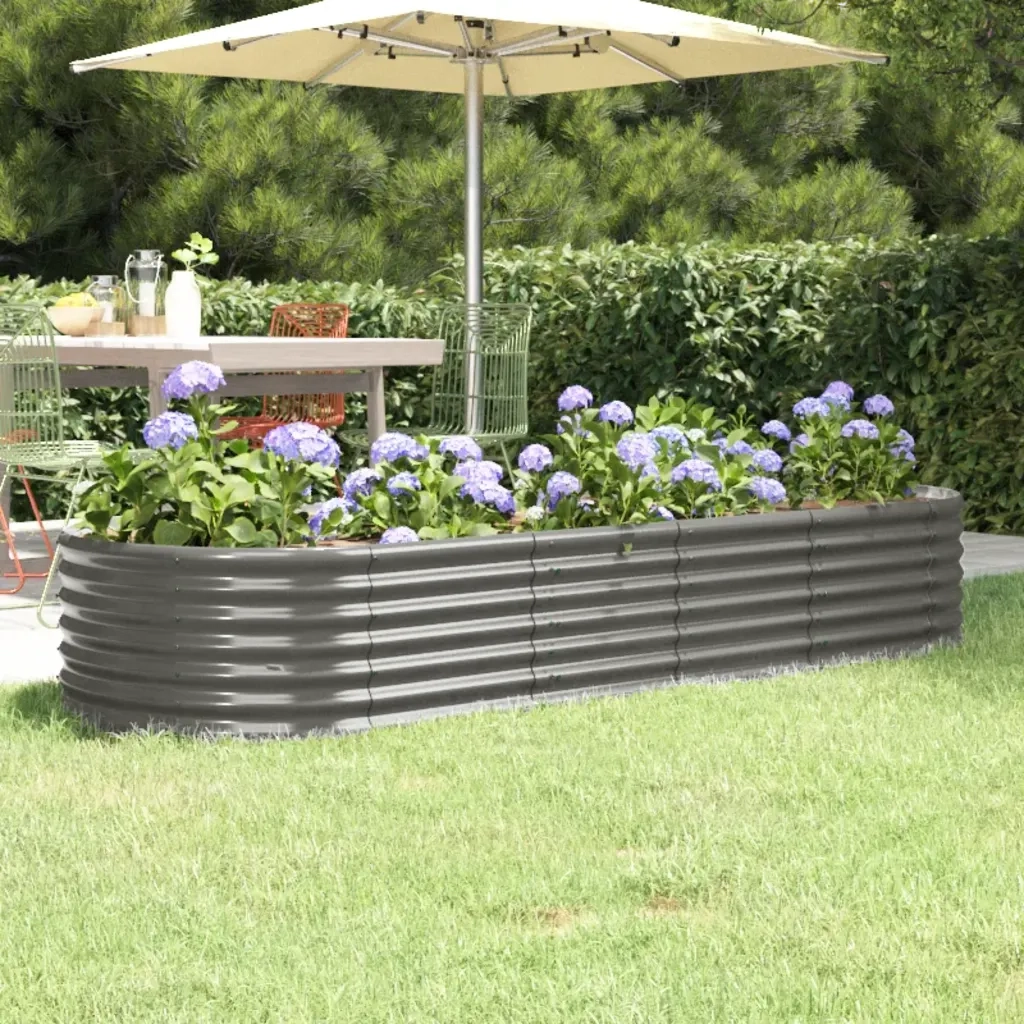 Fioriere | Cassetta per fiori | Letto Giardino Acciaio Zincato 224x80x36 cm Grigio