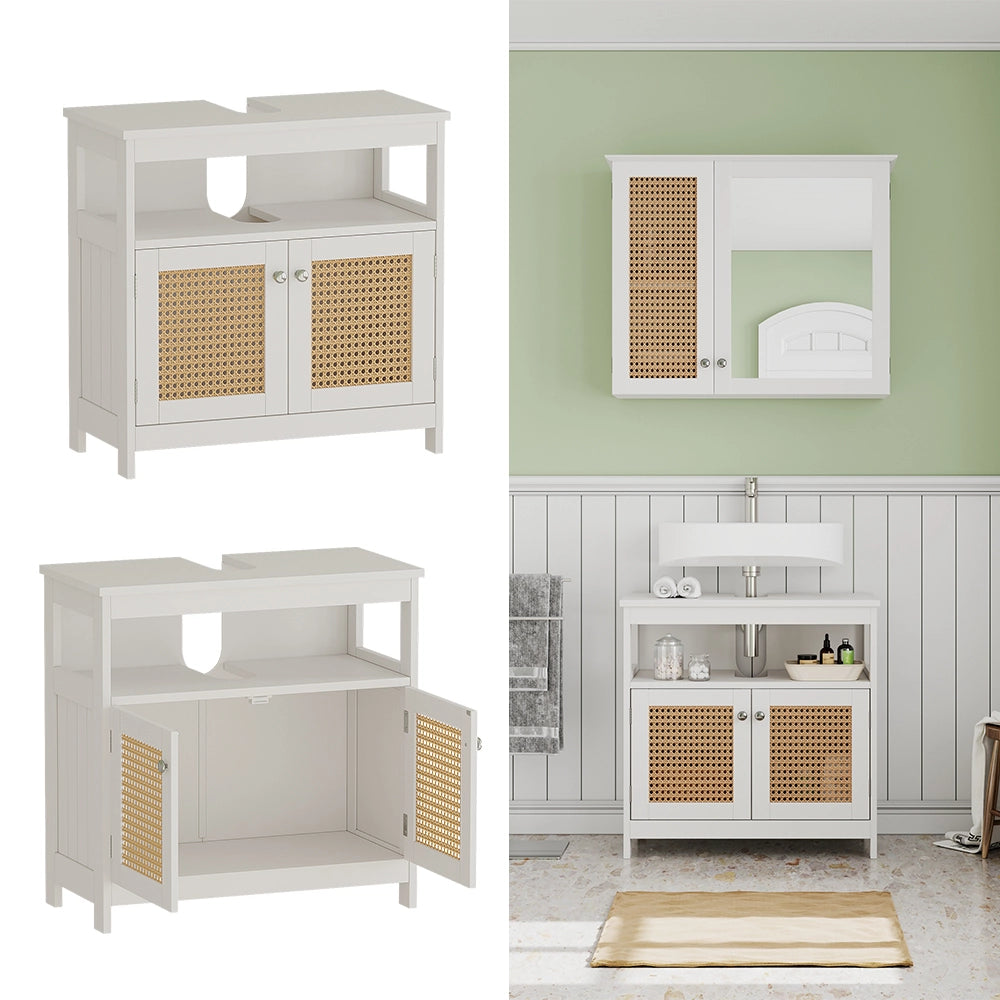 Vicco Mobile sottolavabo per bagno Bianco 60 x 60 cm con 2 ante e vano a giorno