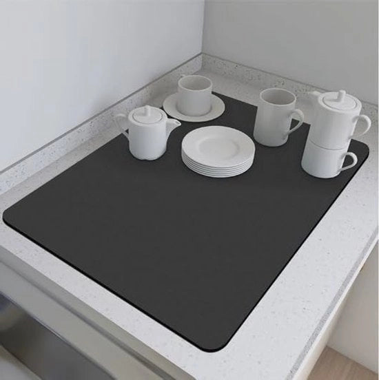 Mat di Cucina Antiscivolo per Macchina del Caffè 40x30cm - Cucina Rapida e Antiscivolo Accessorio per Bar e Contenitore in Grigio Scuro