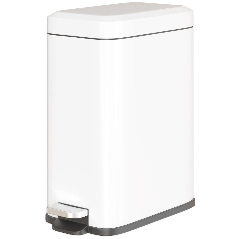 Pattumiera a pedale 5 L in metallo con secchio interno rimovibile, bianco
