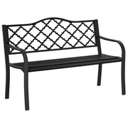PANCHINA DA ESTERNO 2 POSTI IN ACCIAIO E GHISA CON BRACCIOLI E SCHIENALE DECORATO 128X58.5X89CM NERO