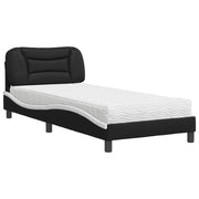 Letto singolo | Letto per adulti | Letto con Materasso Hvar Nero e Bianco 90x200 cm in Similpelle