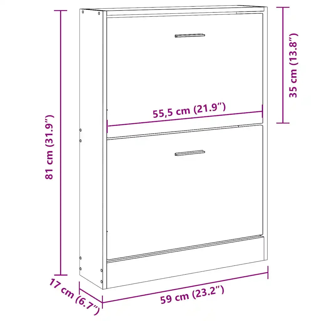 Scarpiera-Scaffale per scarpe Grigio Cemento 59x17x81 cm in Legno Multistrato