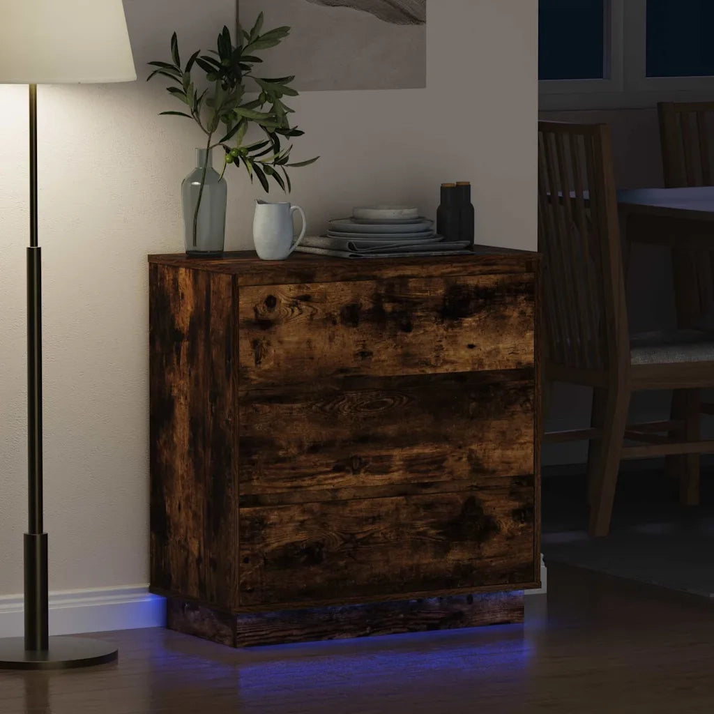 Comodino | Armadio da Notte | Mobiletto da notte con cassetto Rovere fum¨¦ 71 x 34,5 x 75 cm