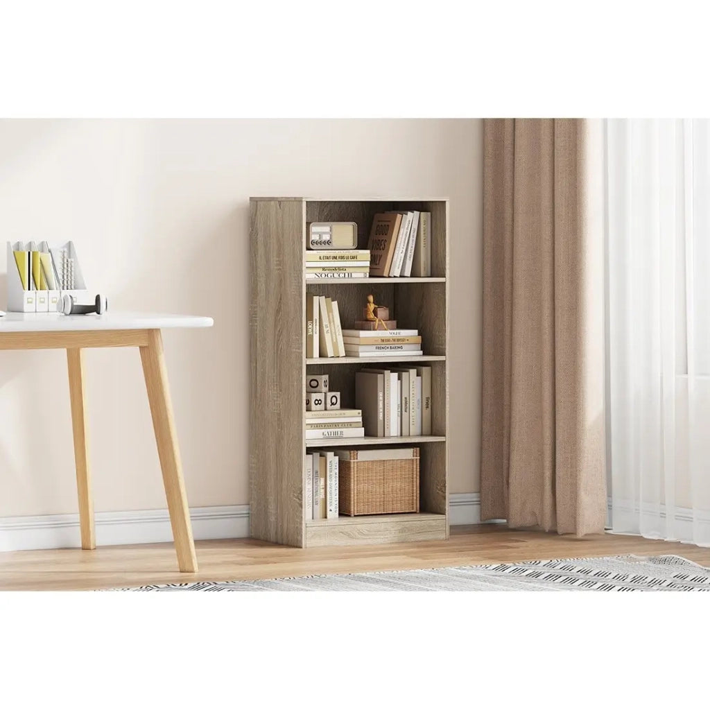 Libreria design con 3 ripiani, colore rovere chiaro, collezione TOLLY
