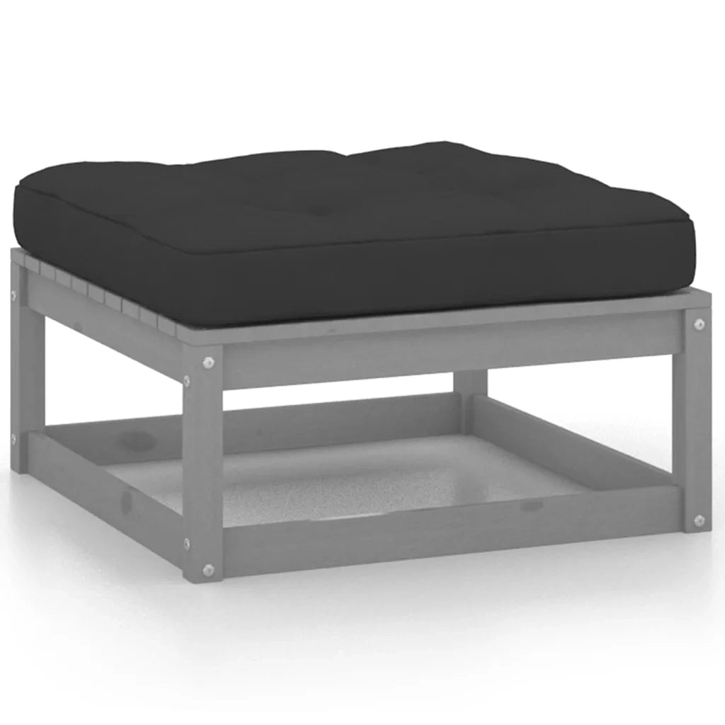 Sedia da giardino-Poggiapiedi da Giardino con Cuscini 2 pz Massello di Pino 672087