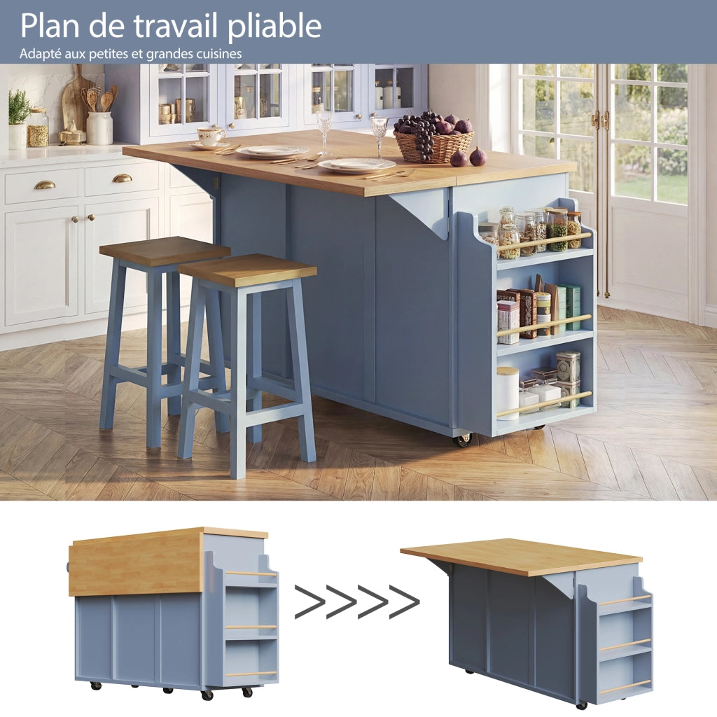 Carrello da cucina con piano ribaltabile; cassetti; ripiani regolabili; portabottiglie ed vano pattumiera