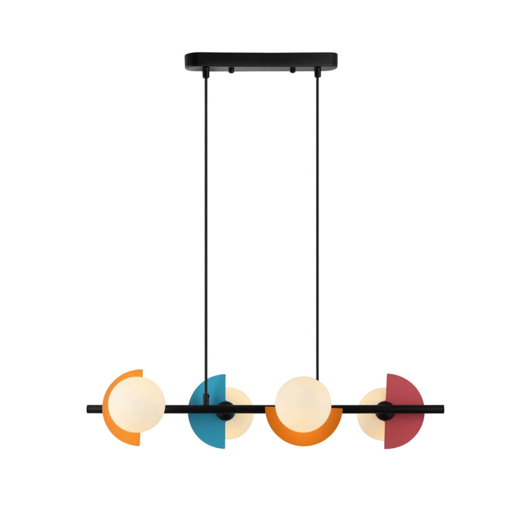 Sospensione Italux Nauti 4 luci G9 vetro opale multicolor