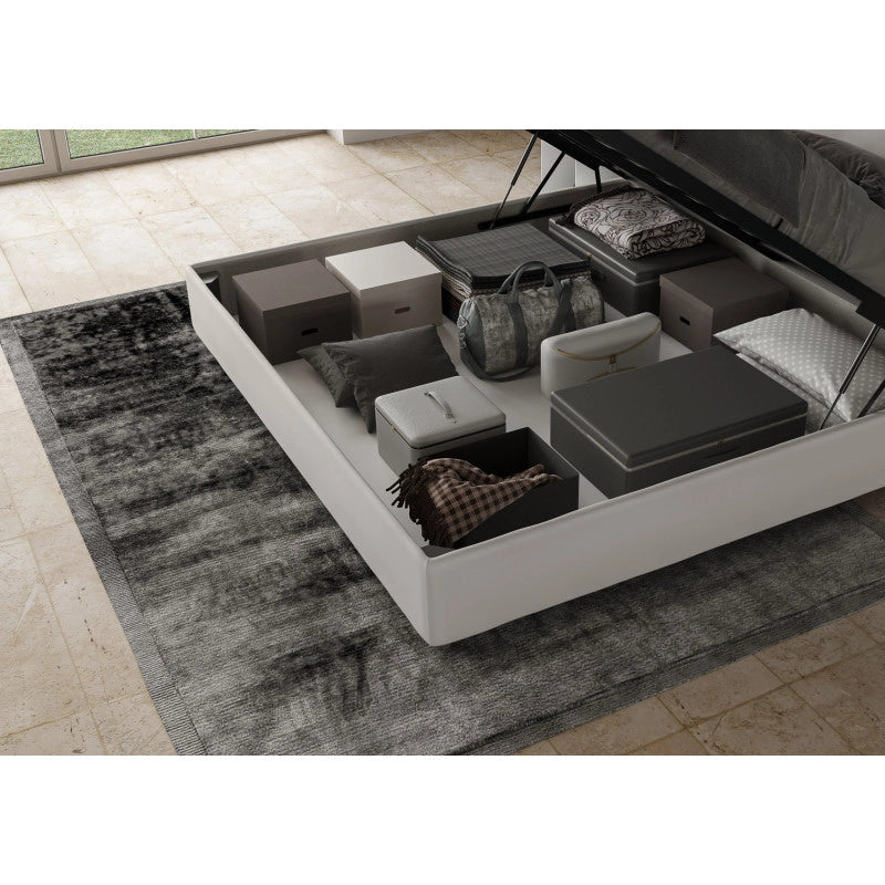 Letto imbottito Matrimoniale 180x200 cm Sunny - Bianco,Similpelle,Contenitore