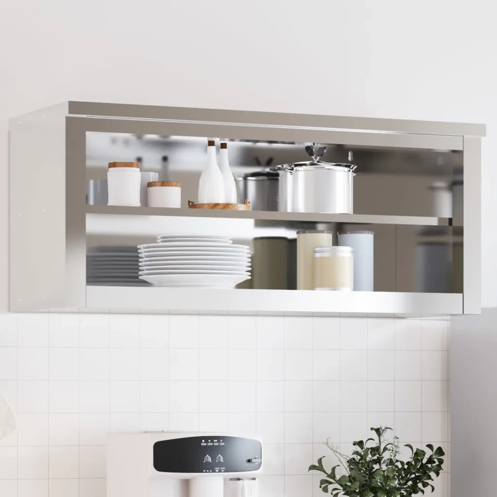 Armadietto a Muro | Mobile Cucina da Parete con Ripiano in Acciaio Inossidabile
