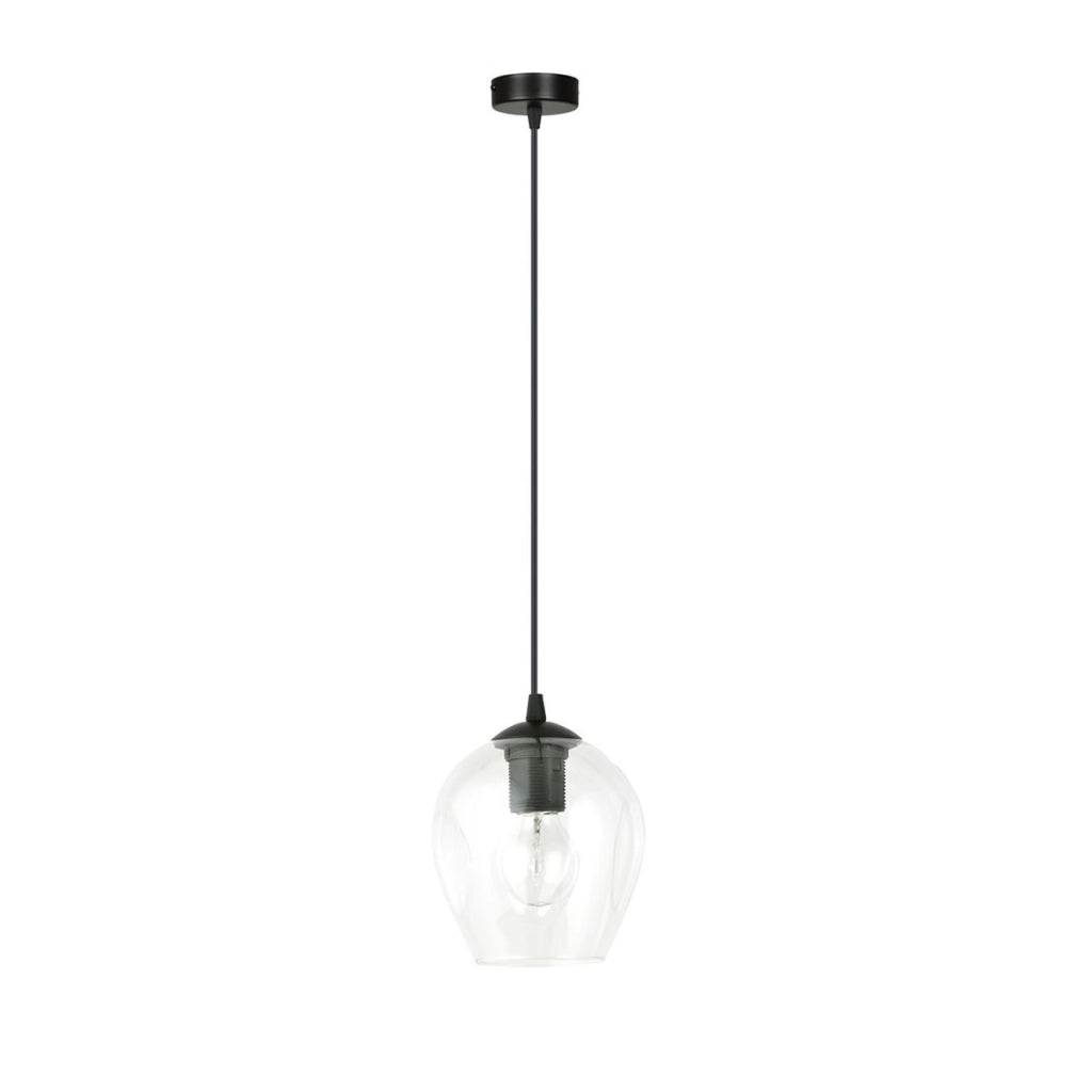 Lampada a sospensione ISTAR in acciaio nero e vetro trasparente