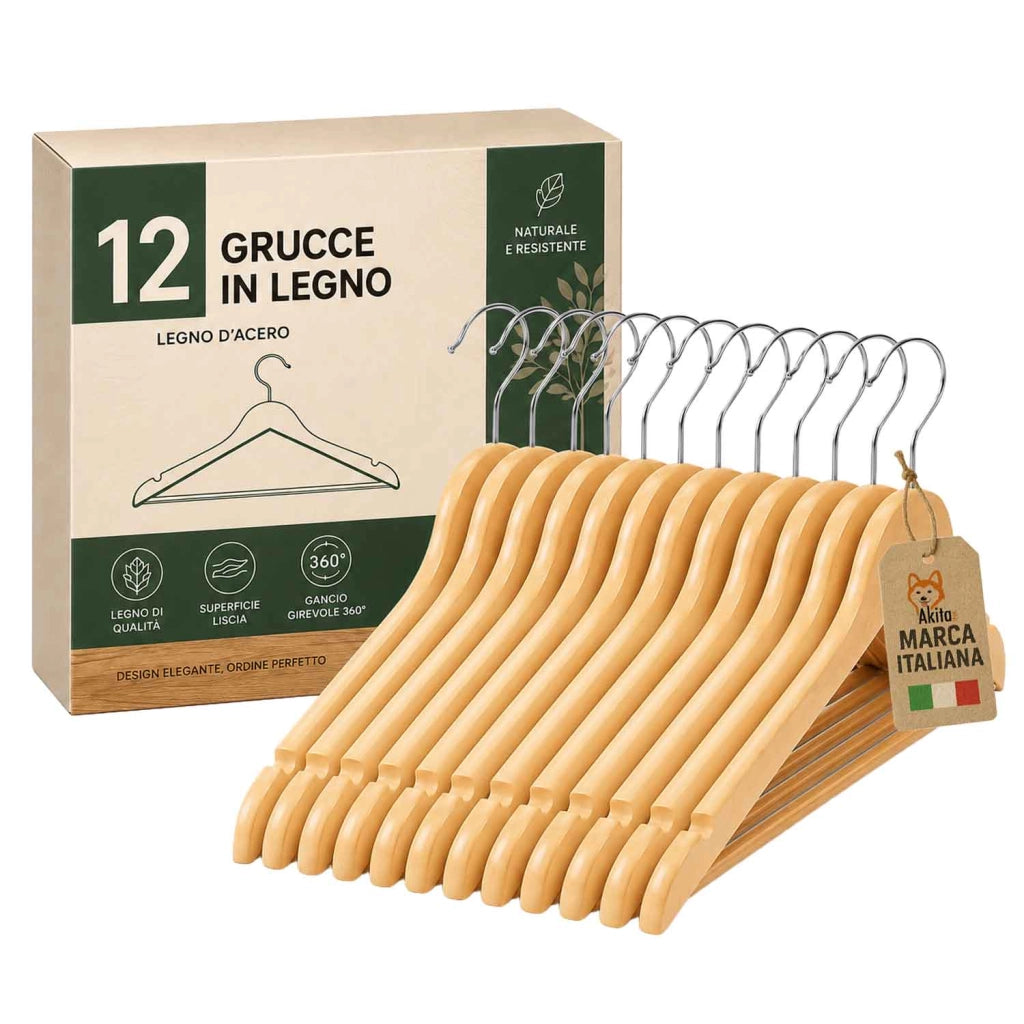 Akitaink 12 Grucce Legno Barra Antiscivolo 360