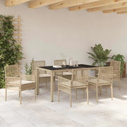 Set da Pranzo per Giardino 7 pcs Beige polyrattan 3334890