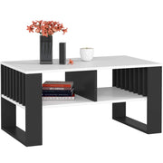 Tavolino da caffè AKORD ROCKFORD Bianco 92 cm gambe Nere 92x53x45 cm