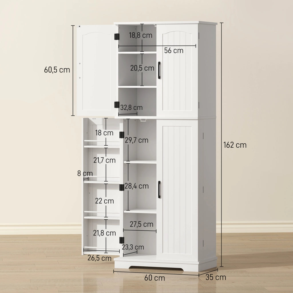 Armadio da cucina ¨C zephmum ¨C 4 porte, 10 ripiani, bianco, 60x35x162cm