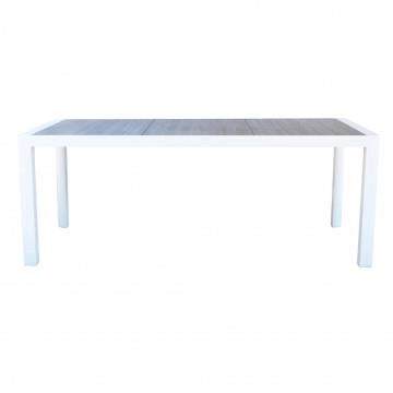 TAVOLO CARSON IN ALLUMINIO BIANCO TOP CERAMICA BI EFFETTO LEGNO 195X90X74CM OKX