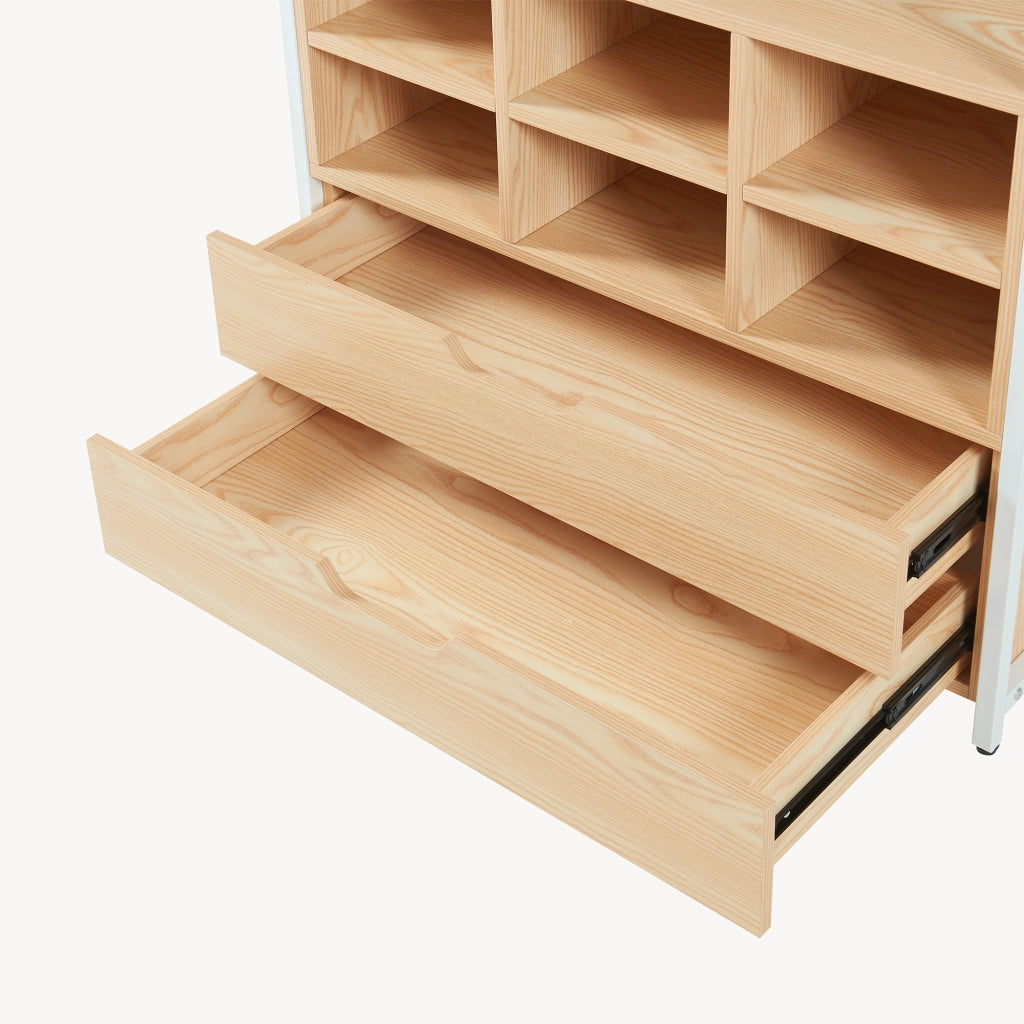 Organizzatore Guardaroba Larem Mobile Porta Abiti con Scomparti - Bianco / Effetto Rovere [en.casa]