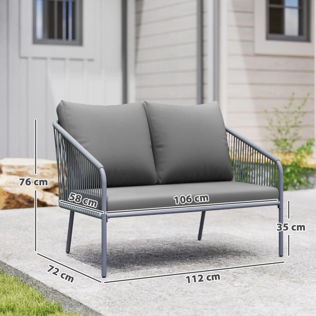 Divano da giardino 2 posti con cuscini ¨C zephmum ¨C polyrattan grigio 112x72x76 cm