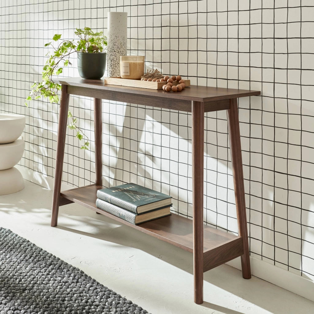 Consolle scandinava effetto legno di noce, 110cm, marrone