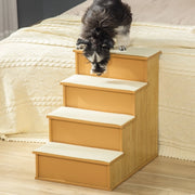 Scala per animali domestici a 4 livelli in legno, con tappeto antiscivolo, fino a 30 kg, colore naturale