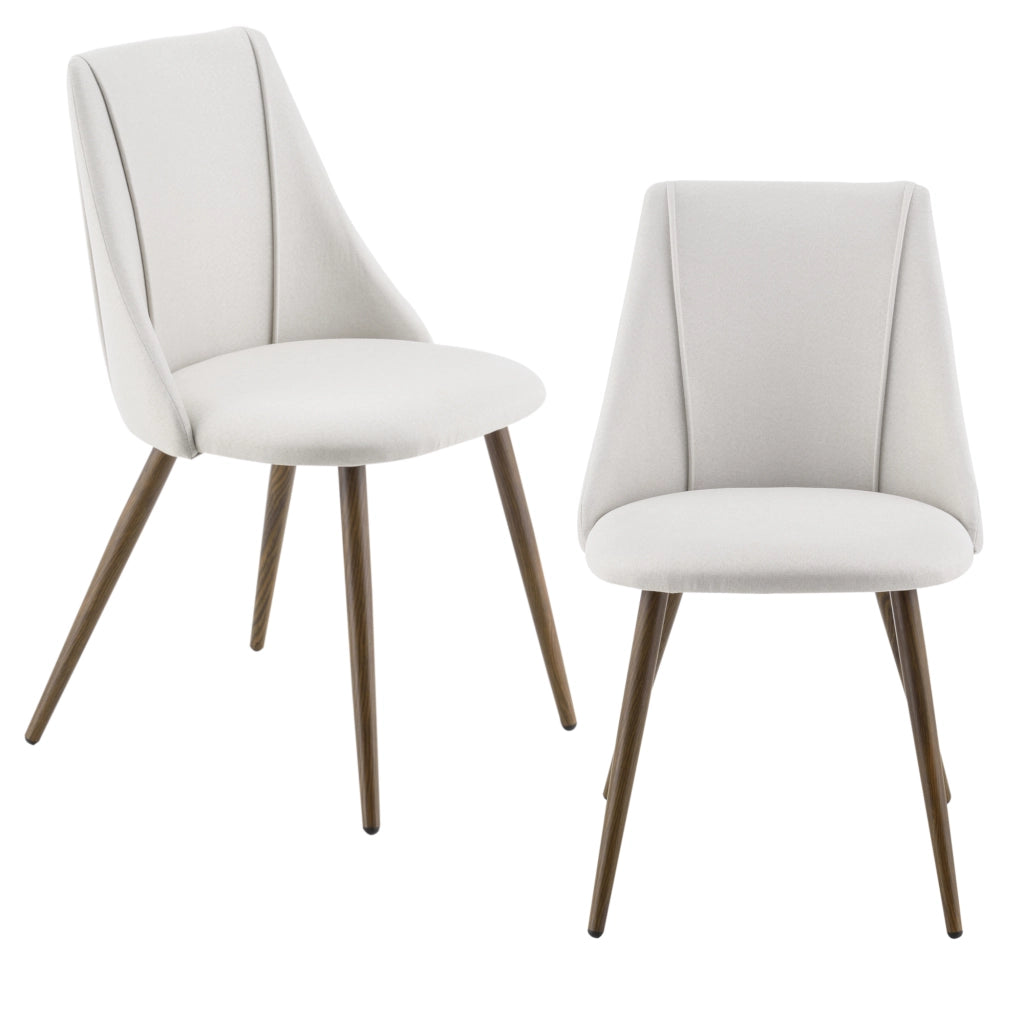 Set Danzig di 2 Sedie Imbottite da Sala Pranzo con Gambe in Metallo - Beige [en.casa]