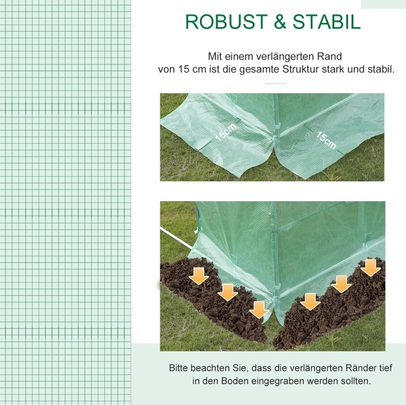 Telo per serra verde in plastica con finestre e porta arrotolabili