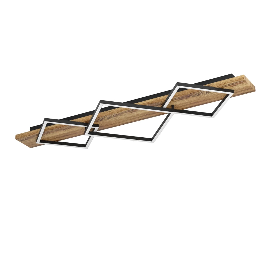Plafoniera Rustica Country Boyal Metallo Nero 3 Luci Led 42W 3500+2200Lm Ip20