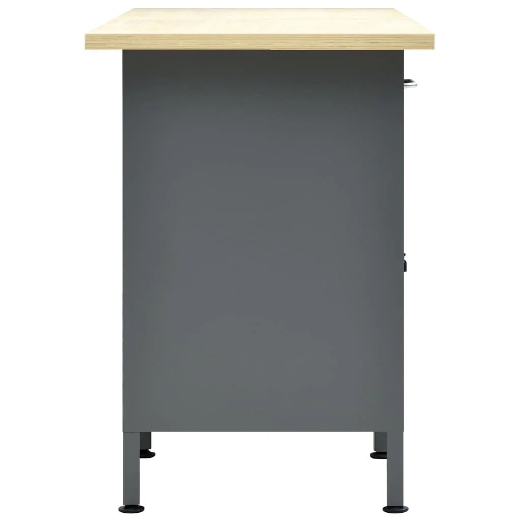 Banco da lavoro nero 160 cm con cassetti tavolo da lavoro in acciaio utensili fai da te grigio/nero 02_0003679