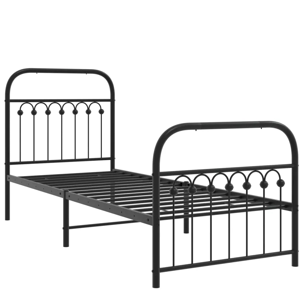 Giroletto con Testiera e Pediera-Struttura Letto Metallo Nero 75x190 cm 418063