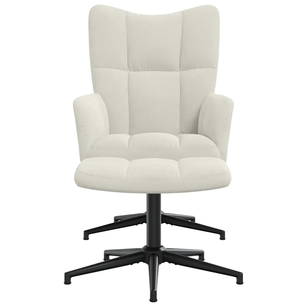 Poltrona Relax con Poggiapiedi Bianco Crema in Velluto cod mxl 21613