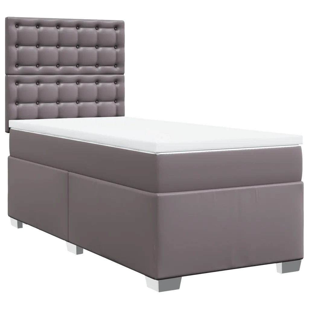 Giroletto a Molle con Materasso Grigio 100x200 cm in Similpelle