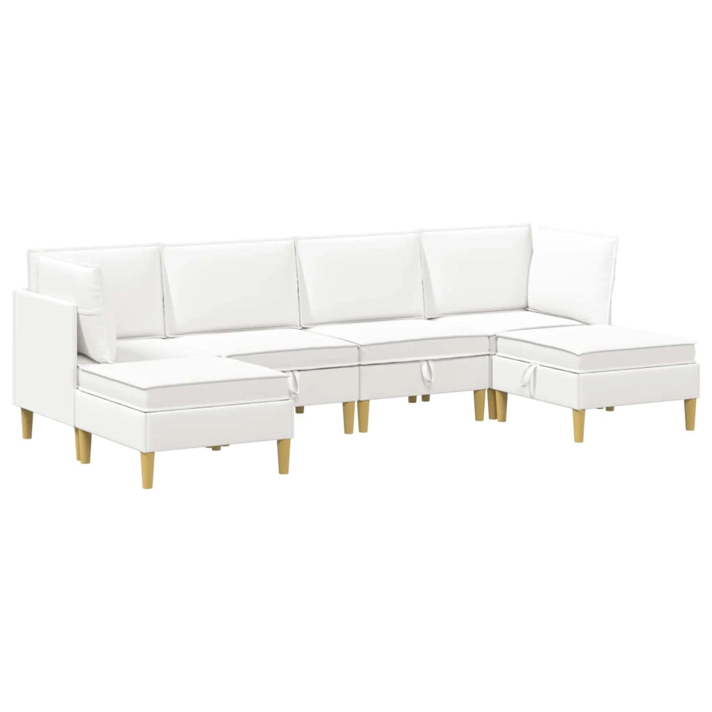 Set di mobili per il soggiorno con cuscino 6 pcs Bianco Tessuto 3413722