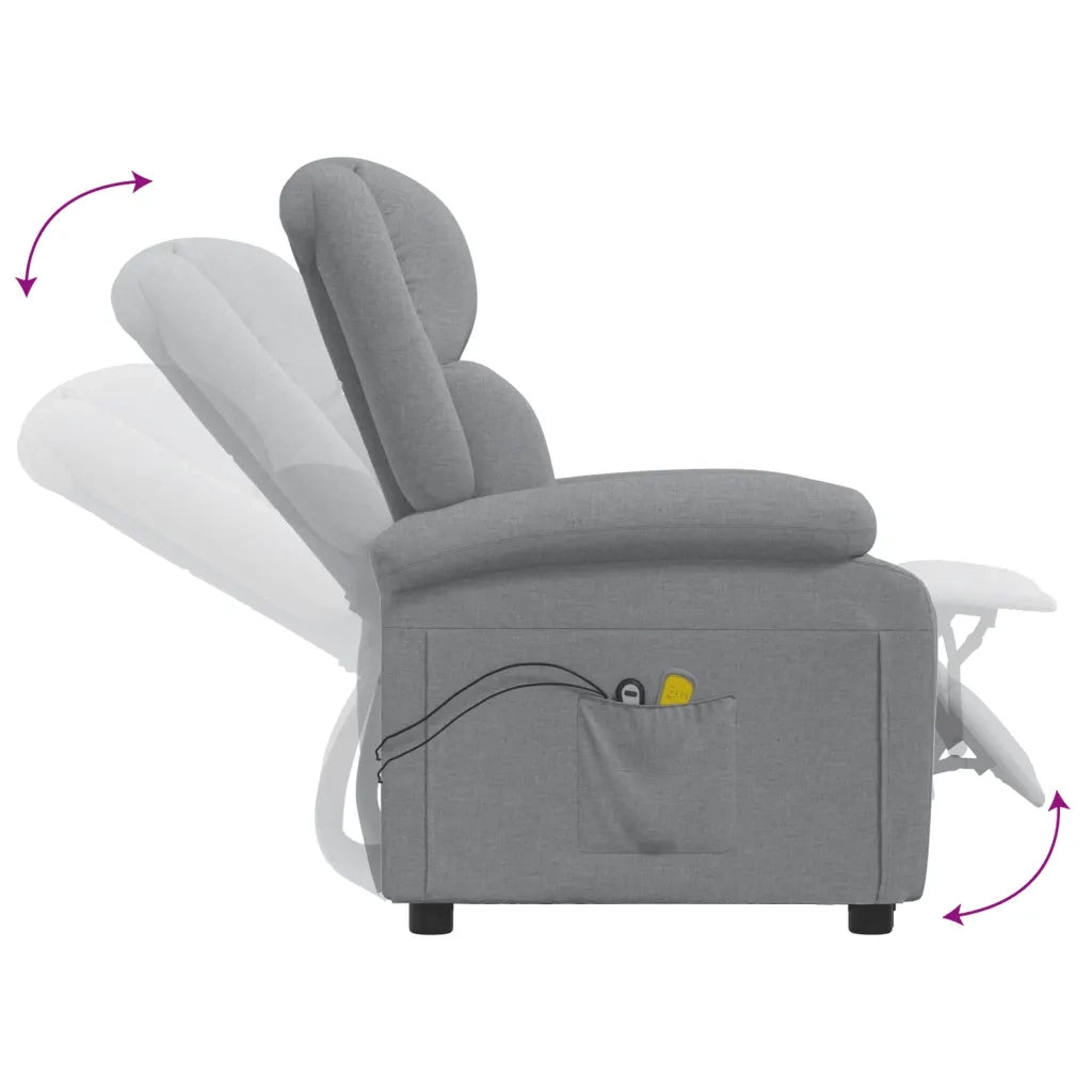 Poltrona Elettrica Massaggiante Grigio Chiaro in Tessuto cod mxl 54074