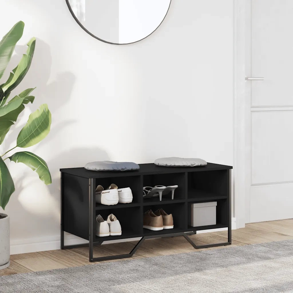 Scarpiera-Scaffale per scarpe Nera 90x38x45,5 cm in Truciolato