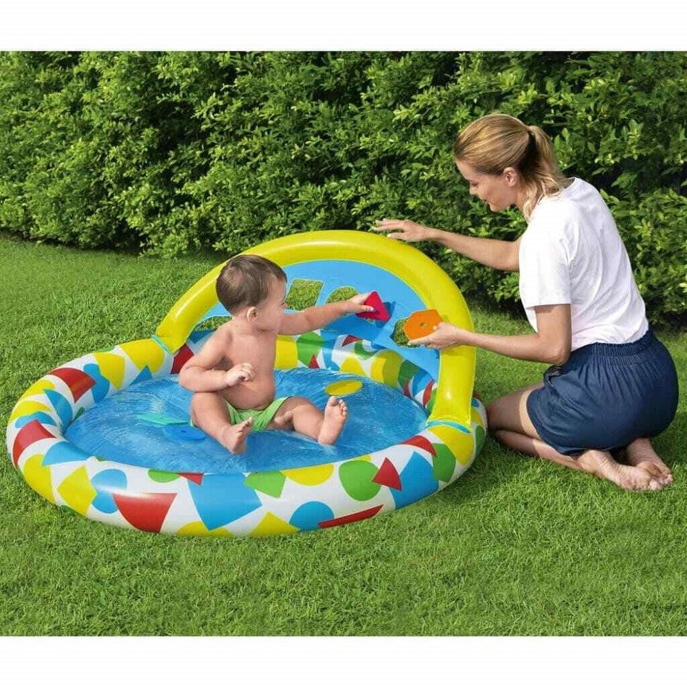 Trade Shop - Piscina Gonfiabile Per Bambini Splash & Learn 120x117x46cm 5 Forme Schiuma 52378 -