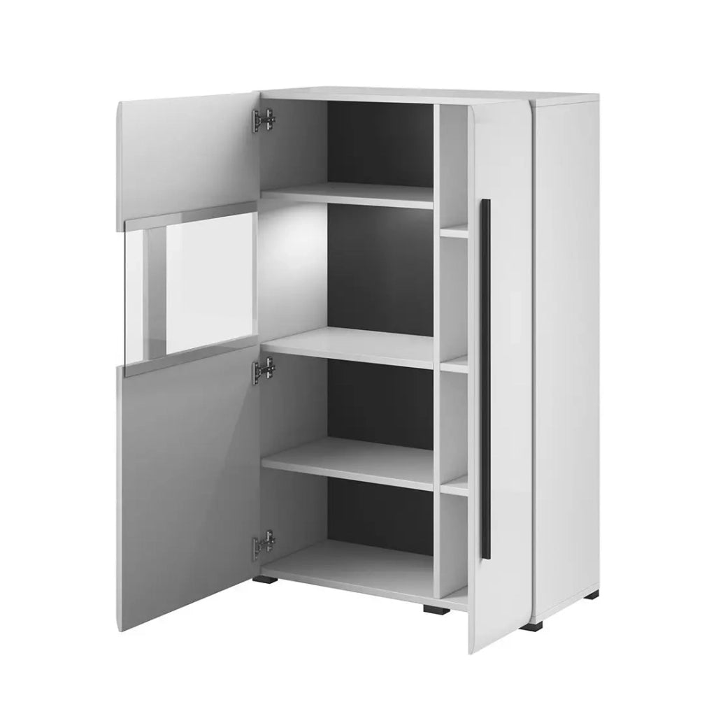 Set completo per soggiorno collezione BREDA. Colori bianco opaco e bianco lucido.
