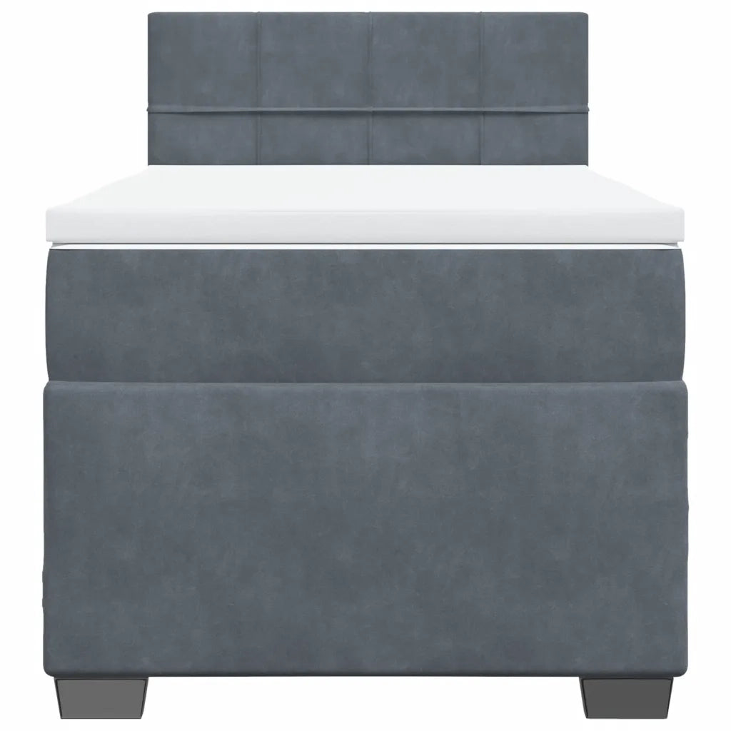 Giroletto a Molle con Materasso Grigio Scuro 100x200 cm Velluto