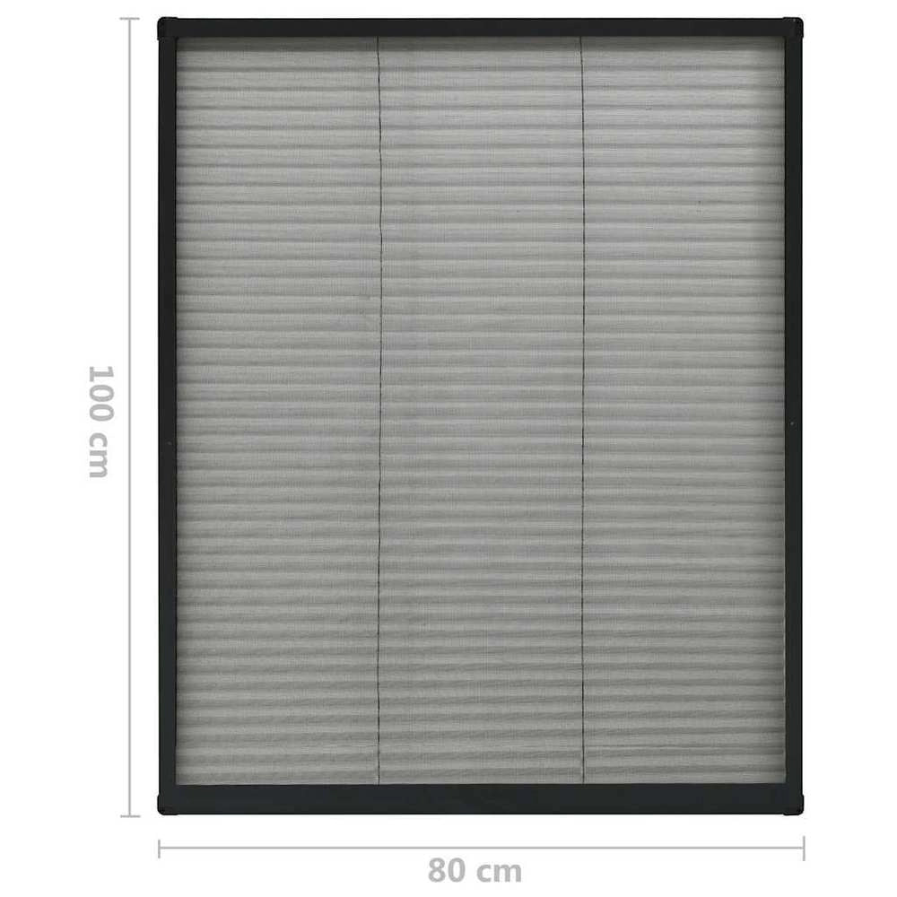 Insect Screen Pleated Blind For Windows, Aluminum, Anthracite, 80x100cm