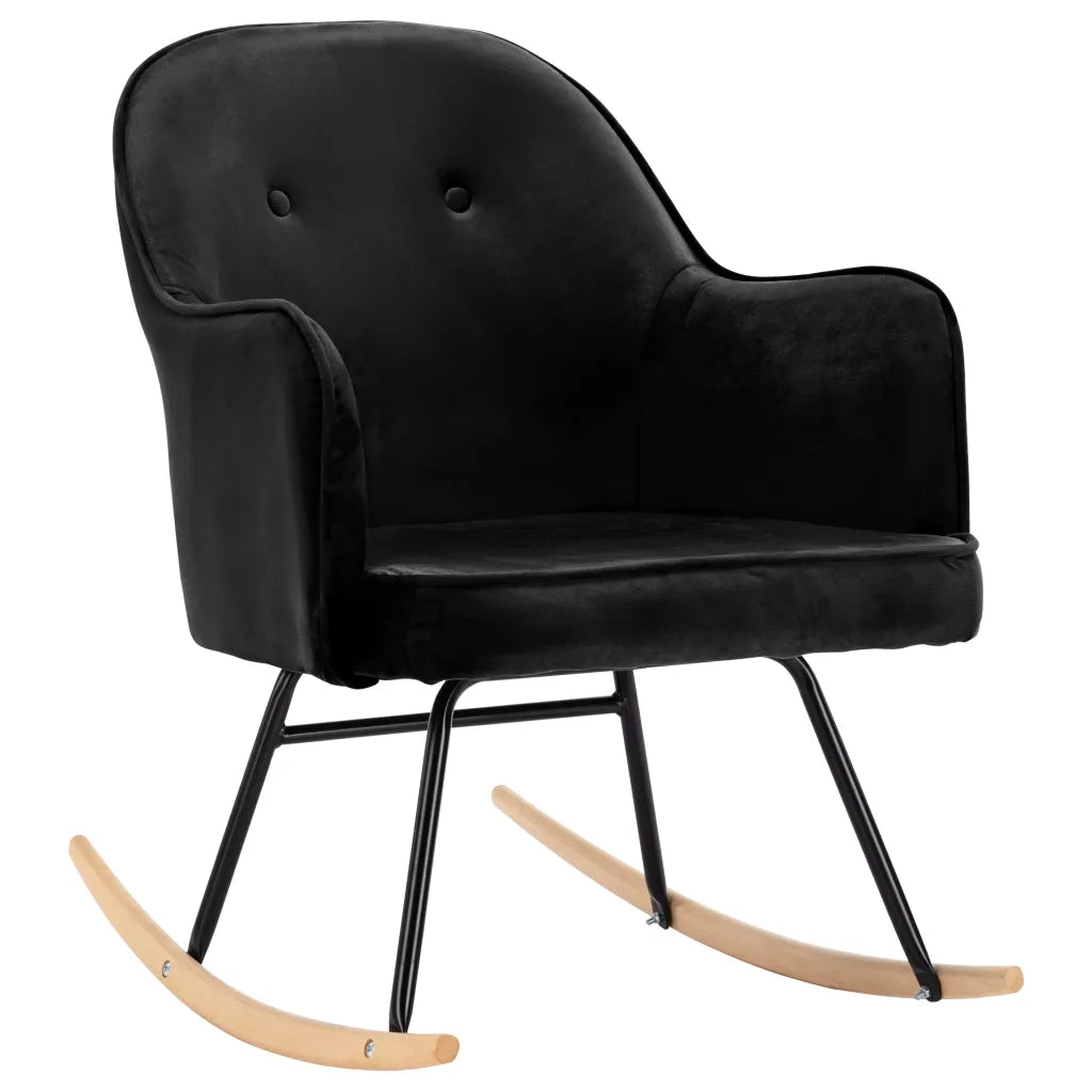 Sedia a Dondolo Nera in Velluto CFW7748572