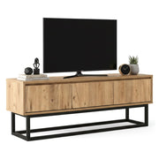 Mobile porta TV Ignazia, Credenza da soggiorno, Armadio basso per TV, Base parete attrezzata, 140x40h50 cm, Quercia e Nero